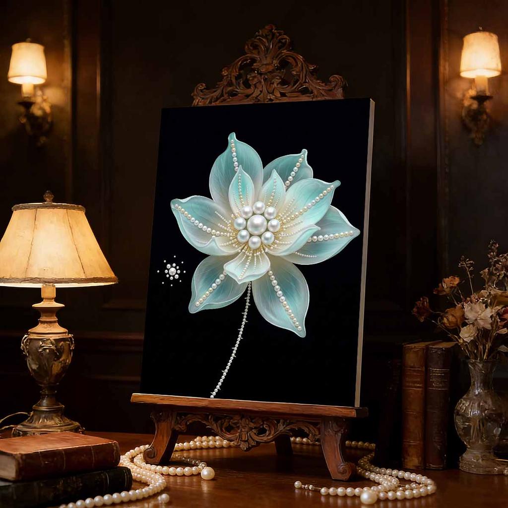 DIY White Flowers Pearl Diamond Art Painting Kits for Adults and Beginners,fine View Sparkling Painting Craft Home Wall Decor Handmade Gift
