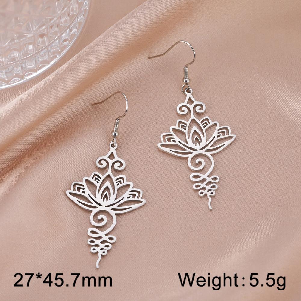 Dawapara Lotus Unalome Earrings Spiritual Shiva Yoga Symbol OM Aum Butterfly Pendant Stainless Steel Jewelry