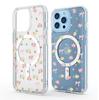 Yellow Crushed Flower Magnetic Case for iPhone 14/15/16/17Pro Max - Transparent and Full Coverage