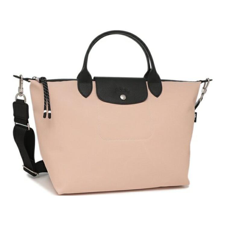 Longchamp Le Pliage Energy Detachable Adjustable Shoulder Strap Recycled Canvas Shoulder Crossbody Tote Bag Medium Women Tote Bag Nude-Pink 1515HSR542