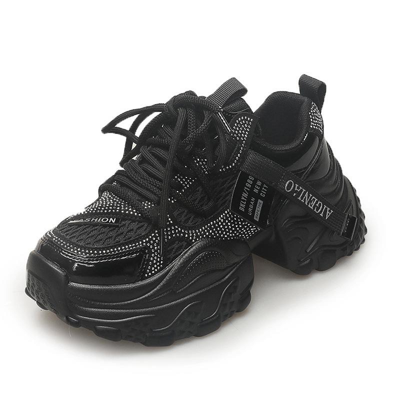 2025 Summer New Mesh Breathable Casual Shoes Korean Version of Thin Air Cushion Bottom Light Sports Running Dad Shoes Girl