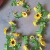 2pcs Artificial Sunflower Garland Fake Yellow Sunflower Vine, Faux Silk Flower Hanging Rattan For Wall Decor, Wedding Arch, Home Party, Indoor