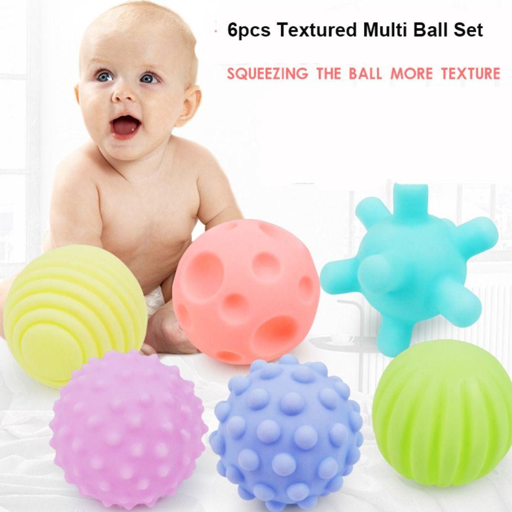 6pcs Montessori Develop Baby's Tactile Senses Toy Soft Rubber Baby Touch Hand Ball Toys