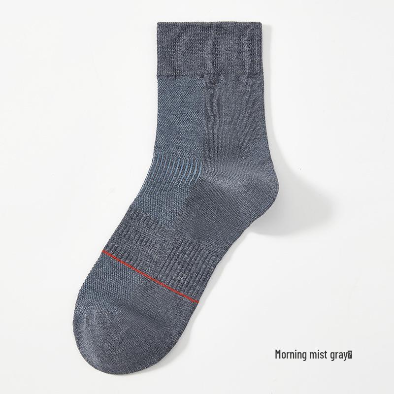 Men's Seamless Odor-Proof Socks - Antibacterial, Sweat-Absorbing, Mid-Calf, Solid Color, Xinjiang Combed Cotton