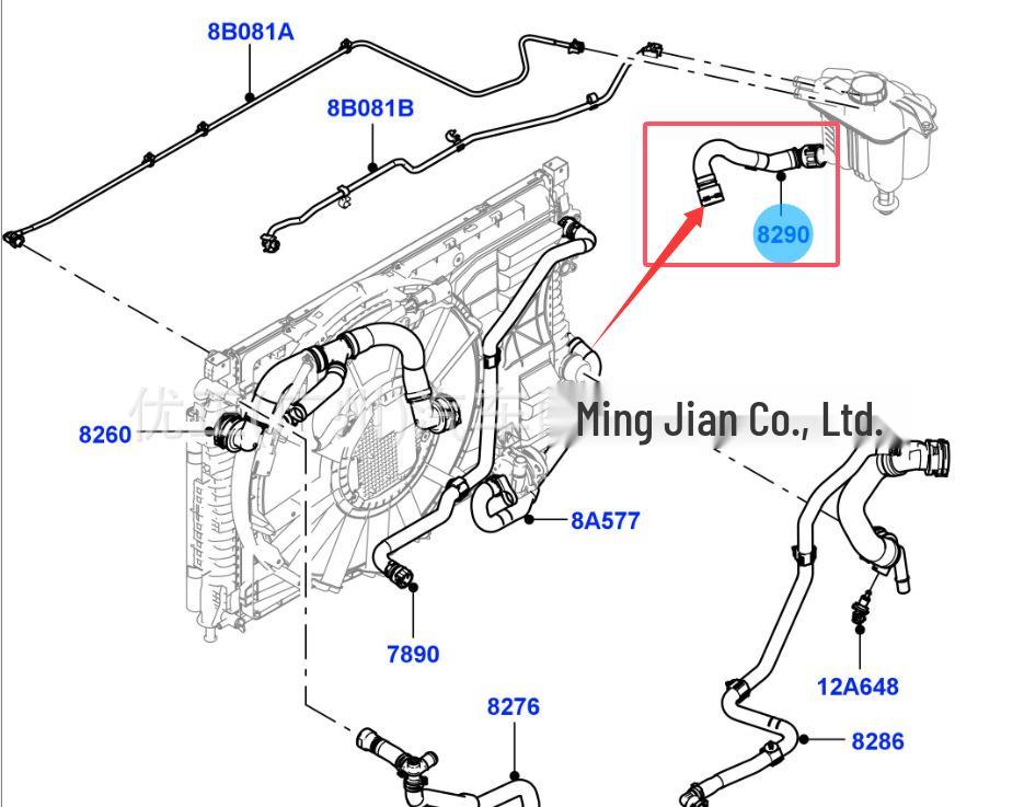 LR115029 Hose Assembly for 2015 Jaguar Land Rover Discovery Sport Radiator Coolant Reservoir