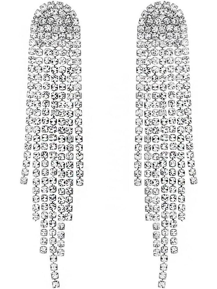 1920s Masquerade Pearl & Diamond Earrings - Gatsby Party, Bride, Wedding, Ball