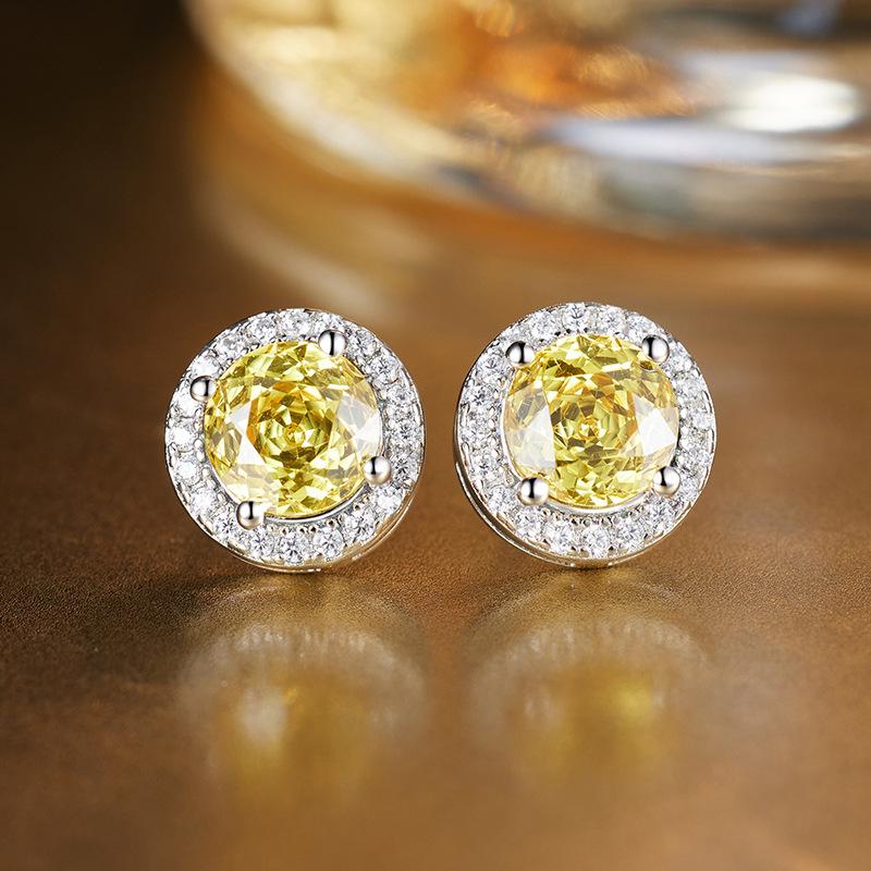 Lehký luxus 925 sterlingového stříbra s vsazeným zirkonem broušeným do tvaru růže náušnice pecky niche high-end přeshraniční náušnice s birthstone