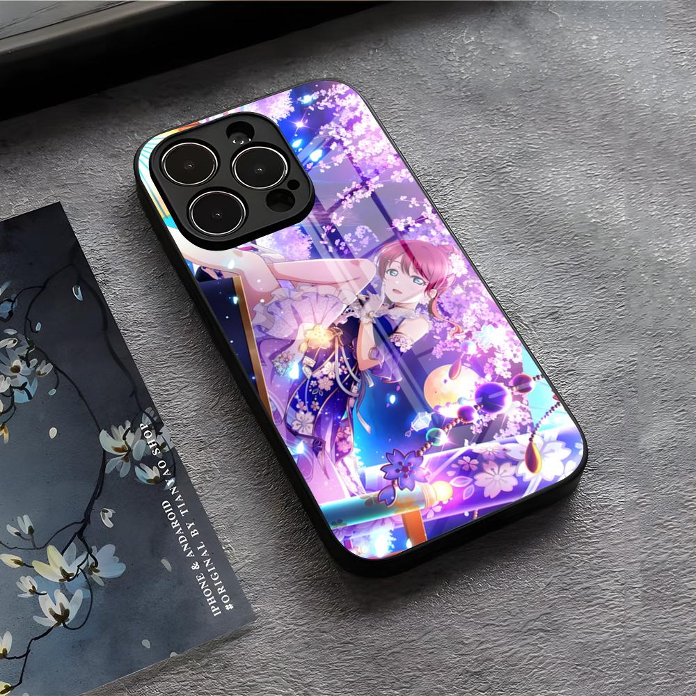 Love Live Anime Handyhülle Für IPhone 17 Air 16 E Pro Max 15 14 13 Mini 12 Pro 11 Max Plus Schwarze Glasabdeckung