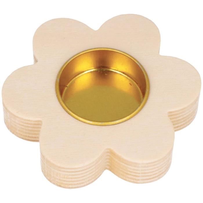 Bougeoir - ARTEMIO - Fleur - Ø 9,5 cm - Bois - Décoration intérieure