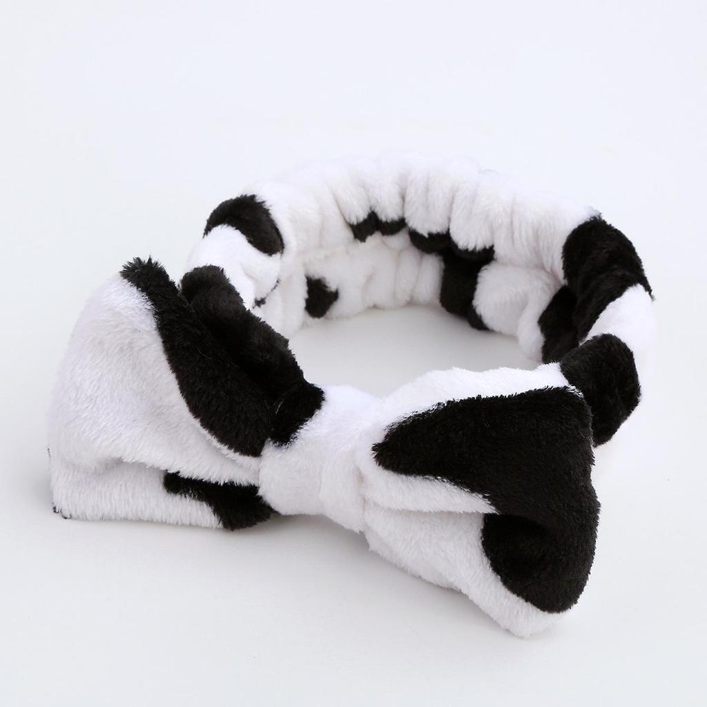 Leopard Print Coral Fleece Bow Headband for Women – Plush, Cute Hair Accessory