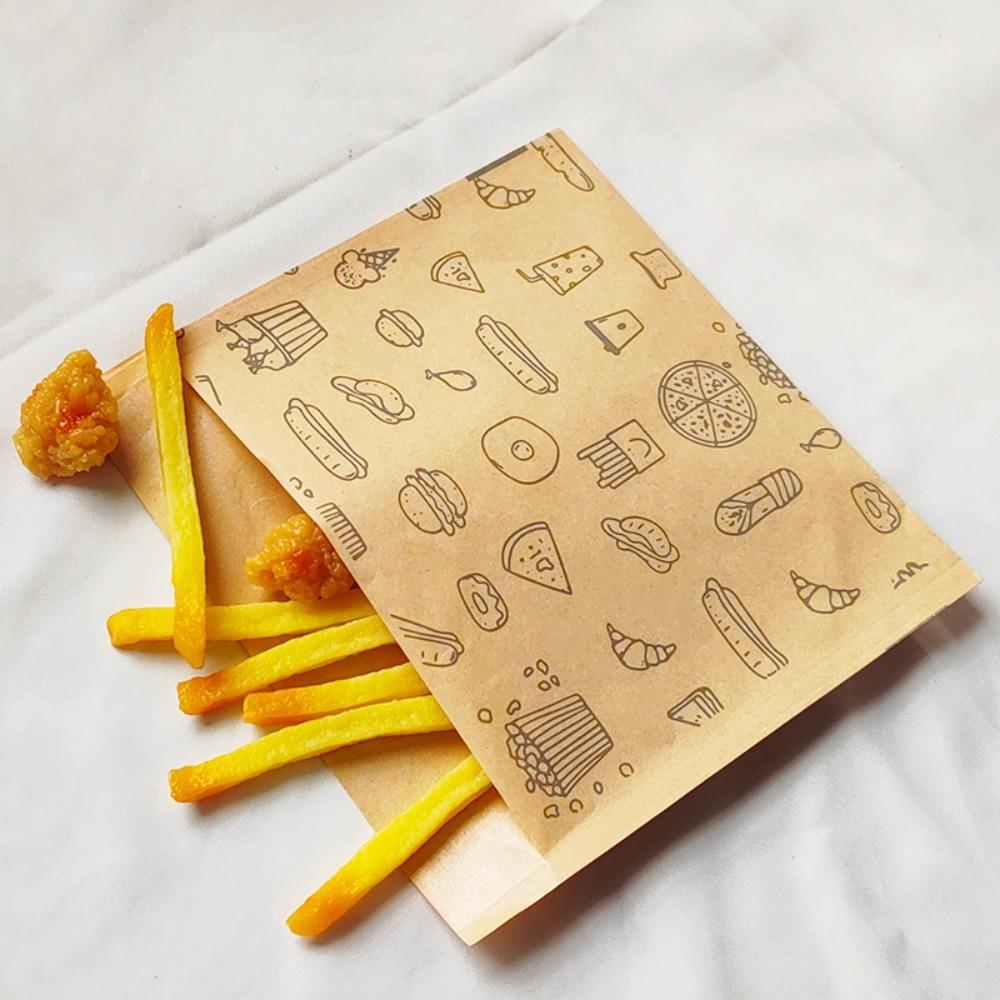 50pcs Disposable Greaseproof Paper Sandwich Bags Water-proof Snack Wrapping Paper  Bread