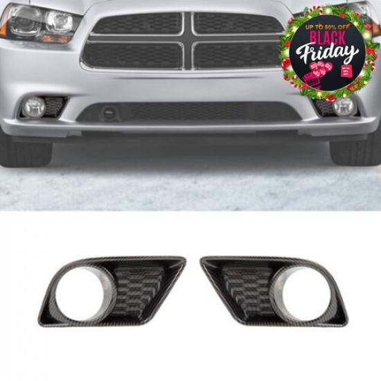2Pcs Front Fog Light Frame Bezel Decorative Cover Trim for Dodge Charger 2011-14