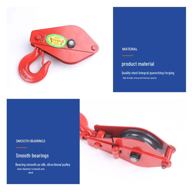 Multi-Spec National Standard Steel Wire Rope Pulley Block 0.5t Labor-Saving Heavy Duty Industrial Open Lifting Hook