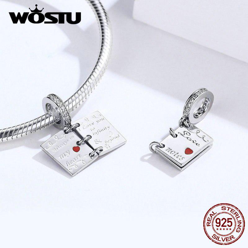 WOSTU Love Story Notebook Dangle Charms 100% 925 Sterling Silver Bead Fit Original Bracelet Pendant