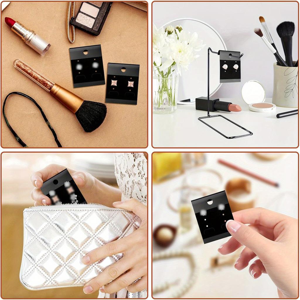 100 Pieces Black Velvet Plastic Display Card Earrings Card Holder for Earrings, Studs Jewelry Accessory Display