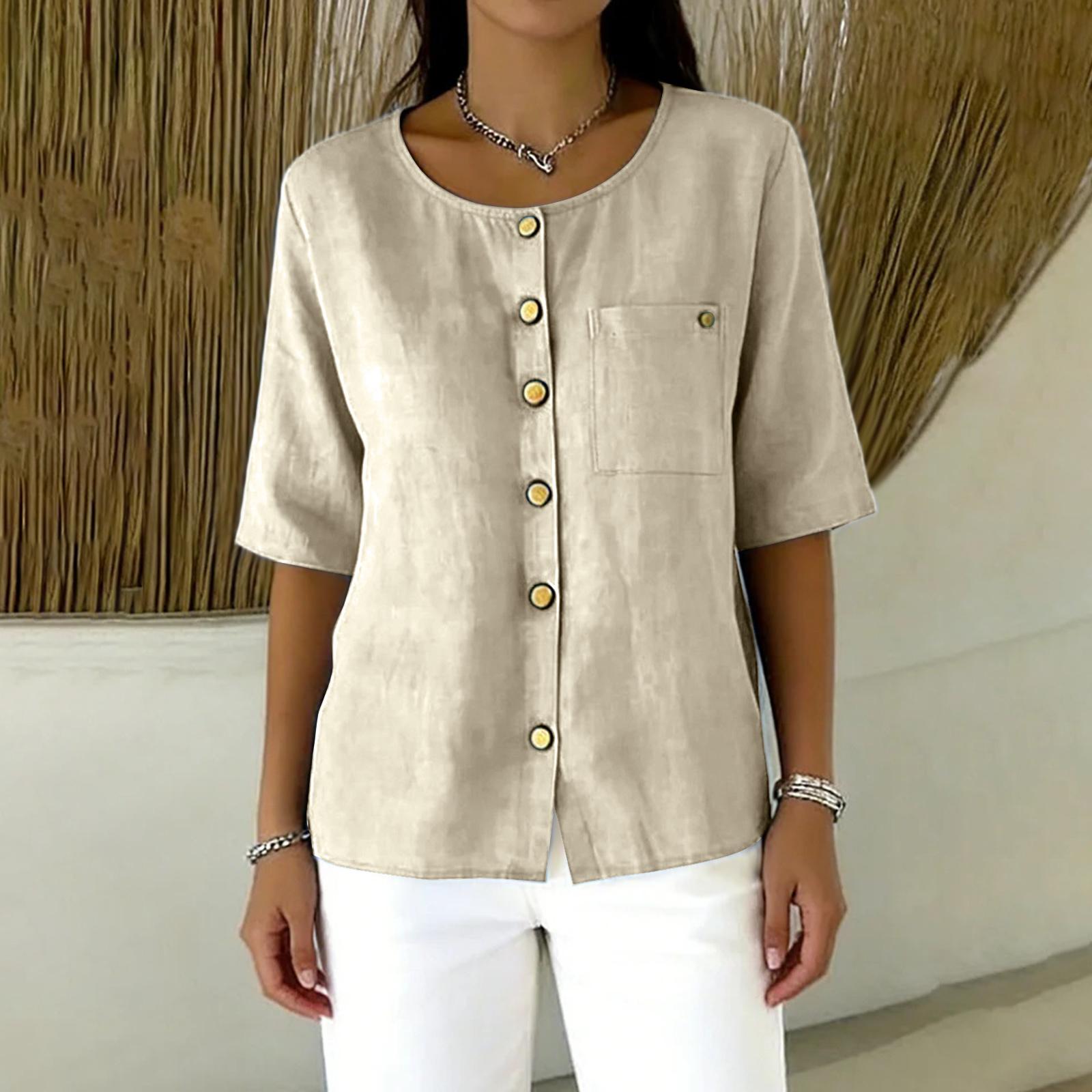 Women s Fashionable Shirt: Casual And Elegant Boho Color Button-Down Top L бежевый