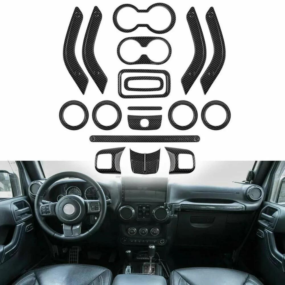 18pcs Car Interior Decor Trim Kits For Jeep For Wrangler JK JKU 4 Door 2011-2017 Automobile Interior Modification Accessories