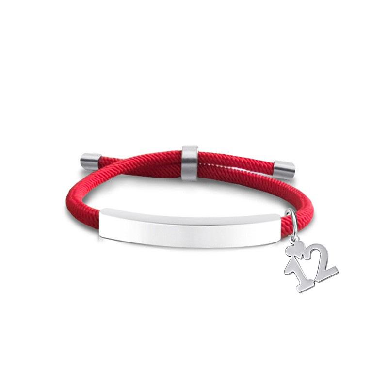 Multi-color Engravable Stainless Steel Bracelet with Number 16 Charm