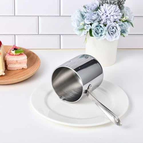 IMEEA Milk Pan, Single-Handed Pot, 18-10 Stainless Steel, Induction Compatible, Mini Milk Pan, Silver