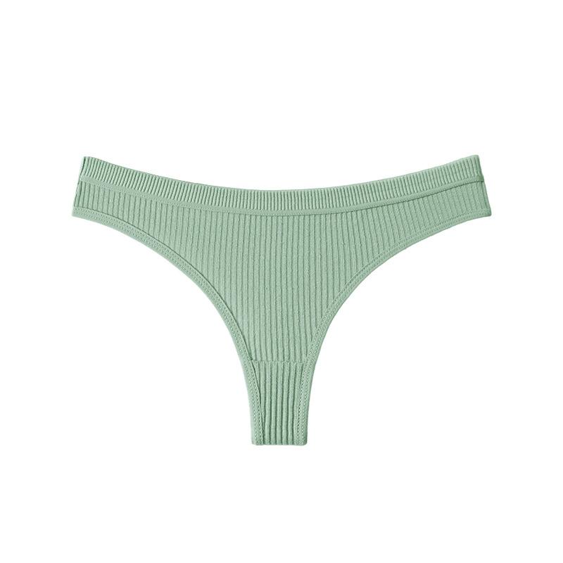 

CINOON Women s Sexy Cotton Thong Solid Color Seamless Sports Underwear Low-Rise Ribbed Breathable Thong S