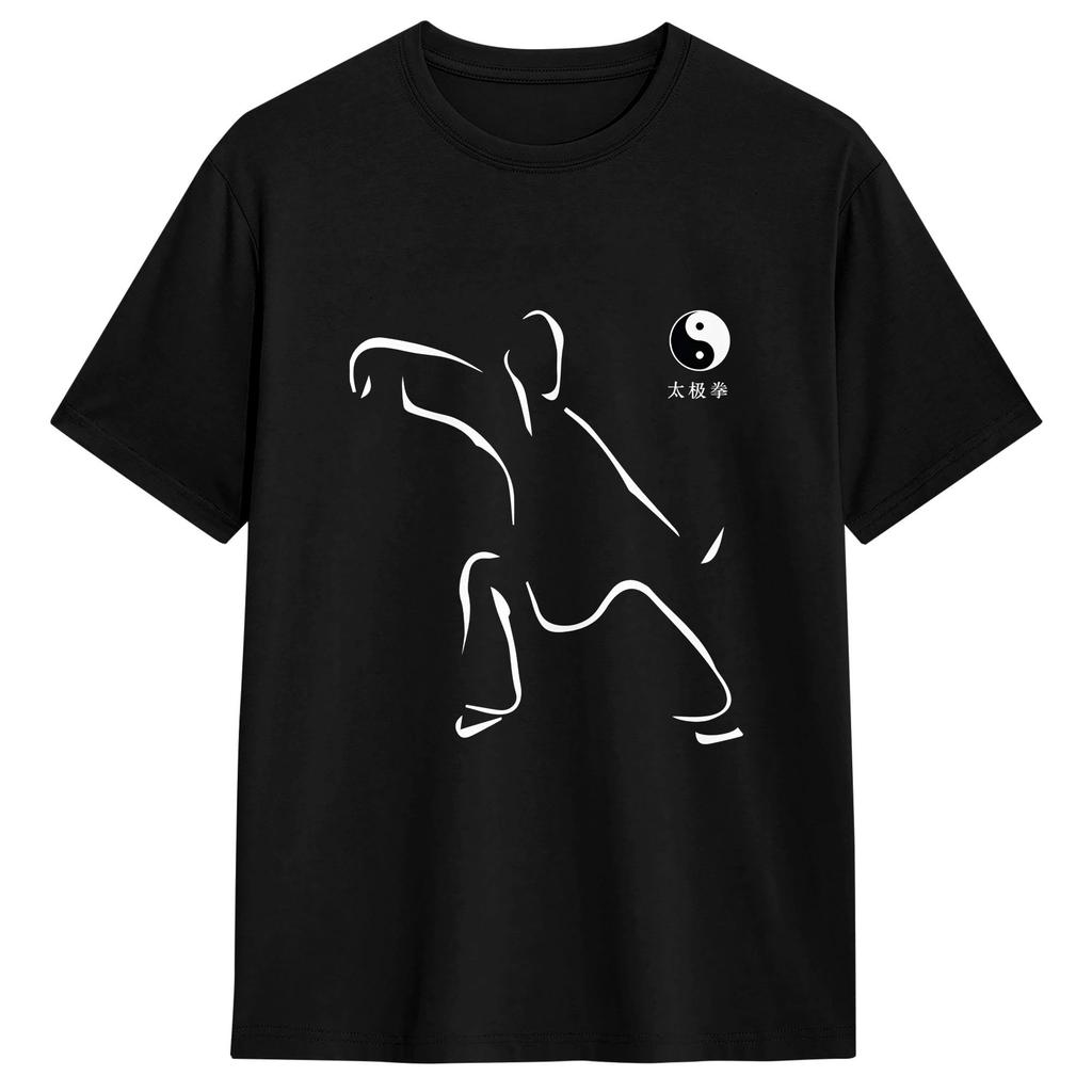 Tai Chi T-Shirt Sommer Baumwoll-T-Shirts Für Unisex Hippie Lässiges T-Shirt Kurzarm Street Style Oberteil Tees