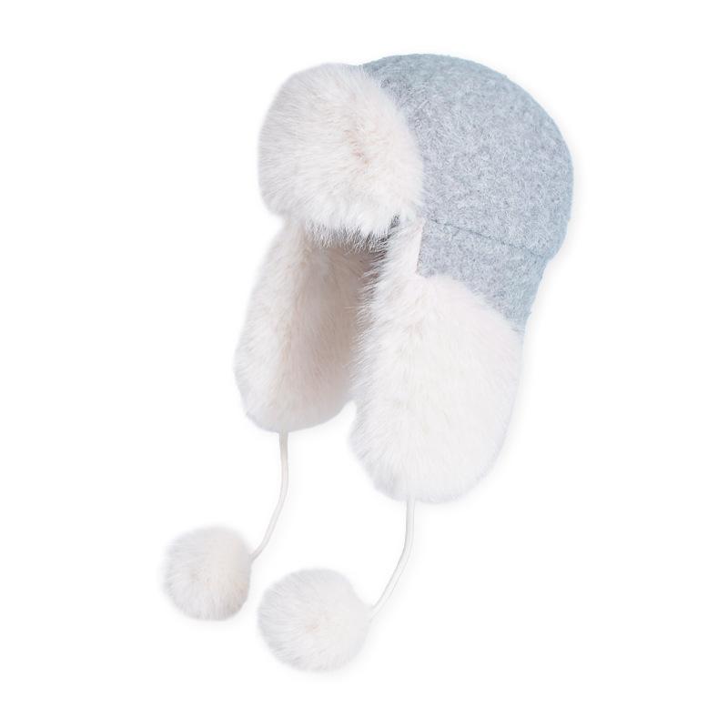 New winter outdoor cold and warm hat women's windproof ear protection big head circumference pullover hat thickened plush