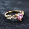 Pink Diamond Heart Ring Heart-Shaped Simple Luxurious Elegant  Jewelry for Women