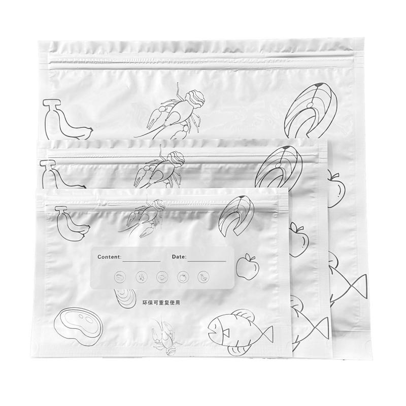 10Pcs Aluminum Foil Fresh-Keeping Bags Reusable Self Seal Packaging Bag Thickened Avoid Light Food Storage Bag Fruit