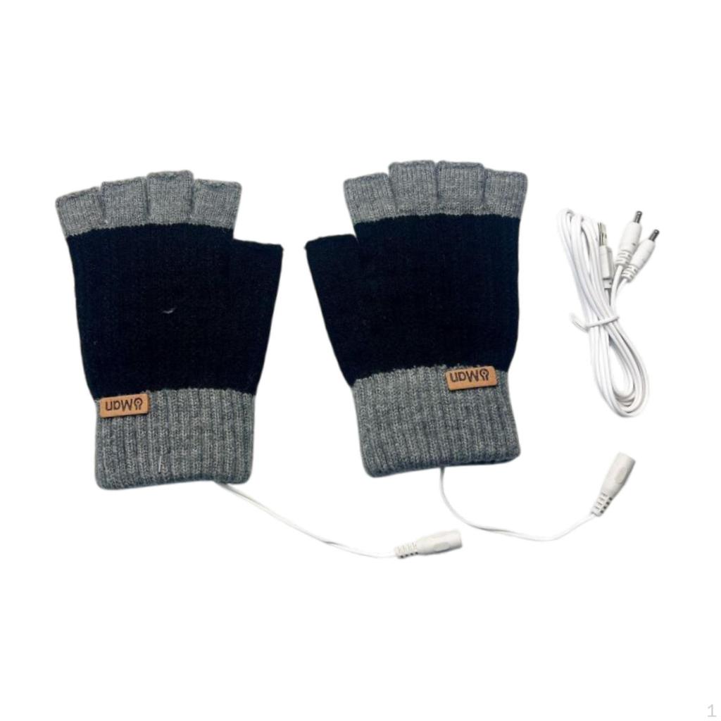 USB Heated Gloves Cold Weather Fingerless for Gaming Computer Work Typing Laptop