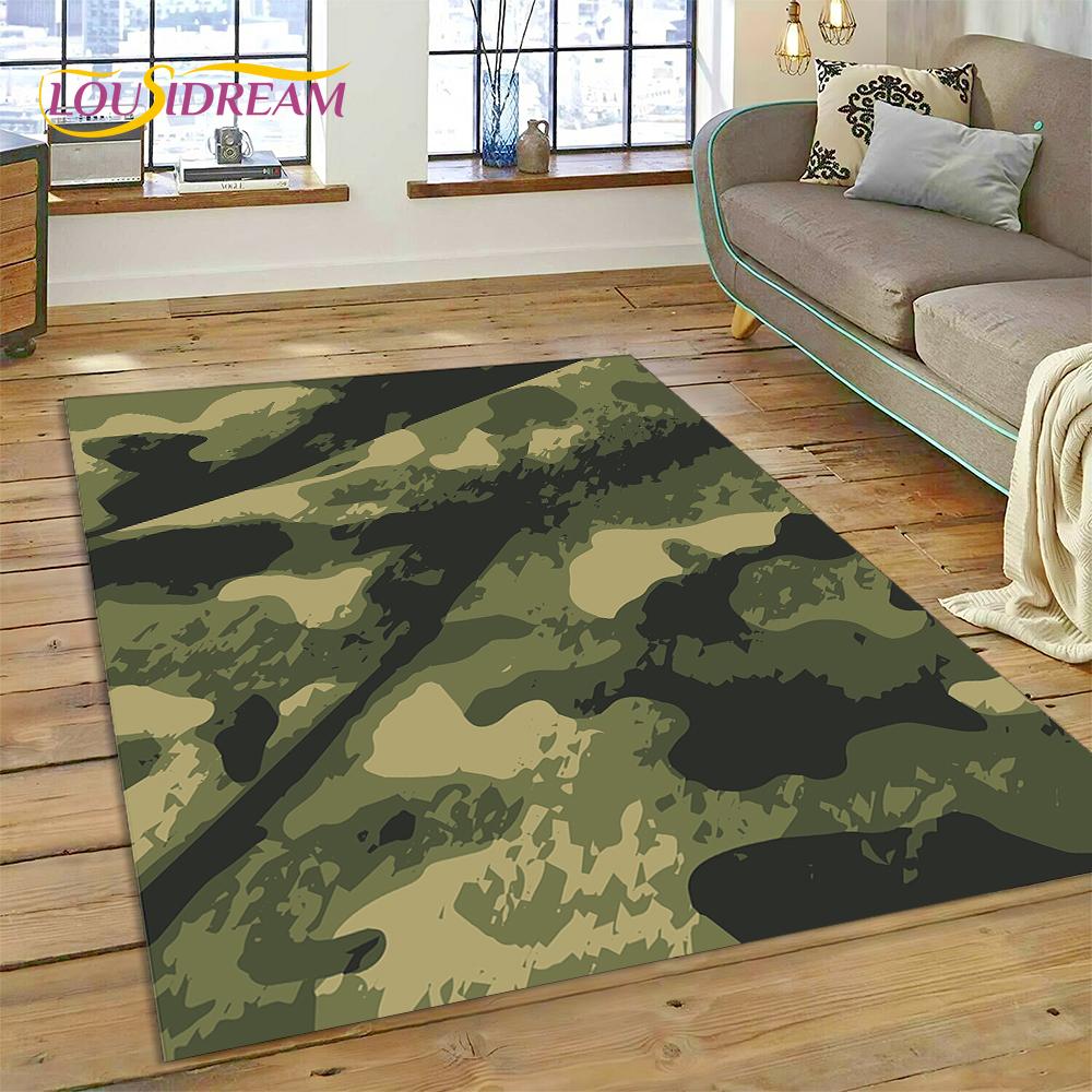 2025 Colorful Camo Green Camouflage Carpet Rug for Living Room Bedroom Home Sofa Decoration Play Area Rug Non-slip Floor Mat