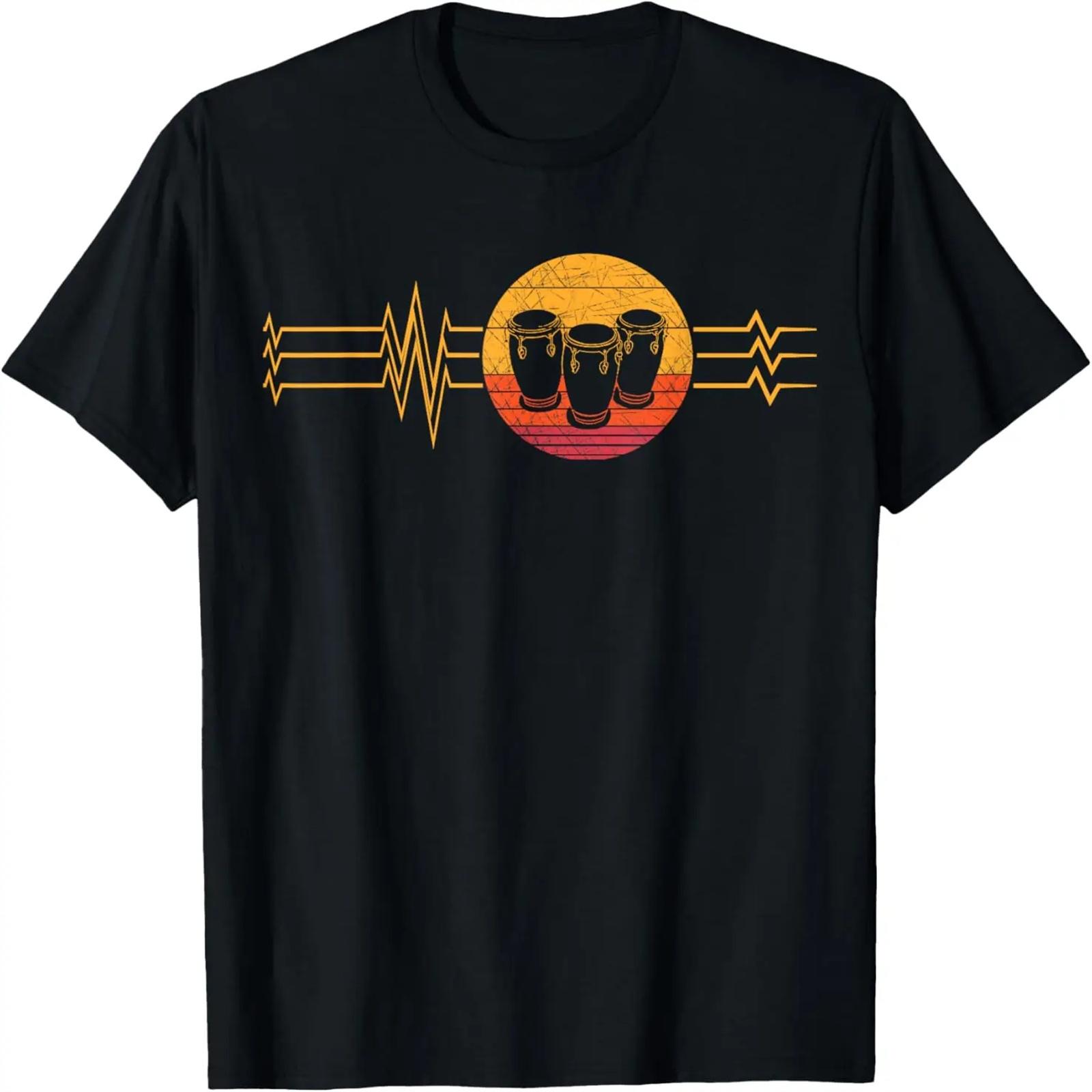 

Retro Heartbeat Bongo drum Lifeline Vintage Music instrument T-Shirt XXXXXL чёрный