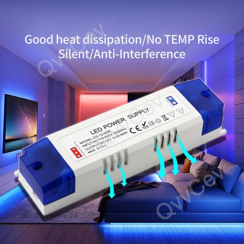 AC 110-240V To DC 12V 24V LED COB Strip Lighting Driver Power Transformer 12W 24W 36W 60W 100W 2A 3A 5A Switching Supply Adapter