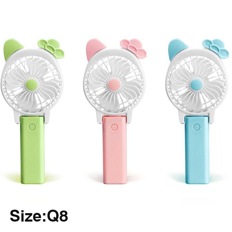 Q8-5B Cute USB Fan Rechargeable Quiet Desktop Electric Cooling Fan with Lighting
