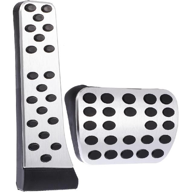 2pcs Aluminium Alloy Gas Accelerator Pedal Covers Brake Foot Pedal Pads for Mercedes-Benz C E S GLC GLE GLS CLS Class W205 W213 X253 W167 Silver Tone