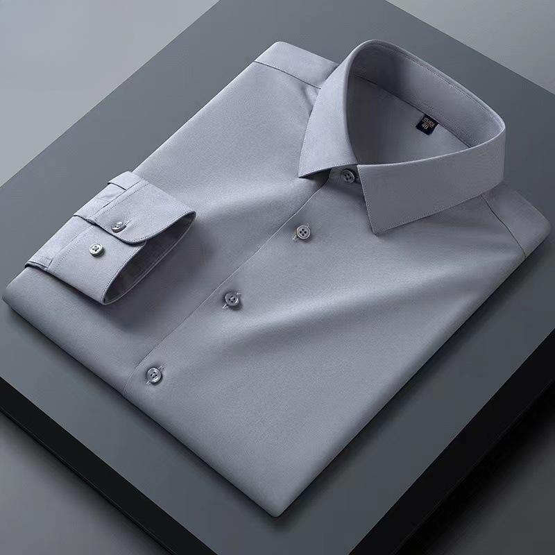 High-end Men's Shirts, Men's Mulberry Silk Series, Casual Long-sleeved Shirts, Summer Icy Drape, Non-iron Shirts