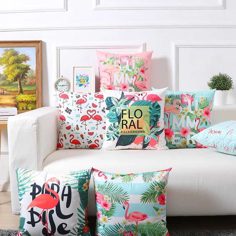 Flamingo Pillow Cushion Ins Wind Velvet Pillow Waist and Back Cushion Printed Square Pillow