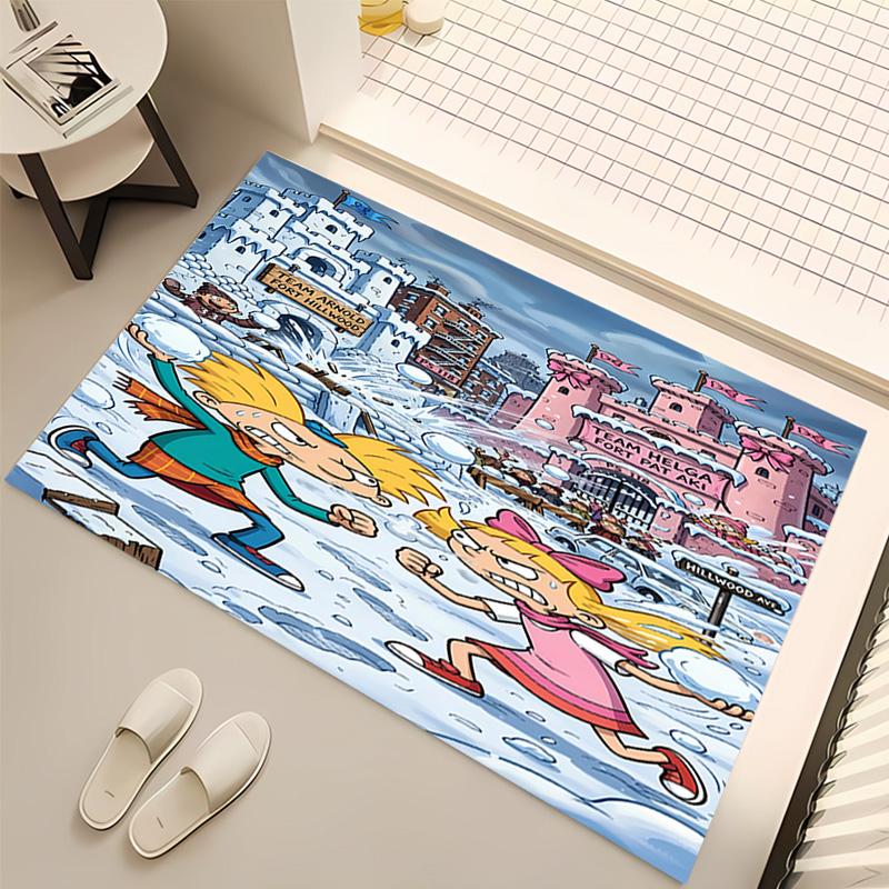 1pc Hey Arnold Print Area Rug - Soft, Washable Non-Slip Indoor Mat, Living Room, Home Office Decorative Rug,Office Decorative