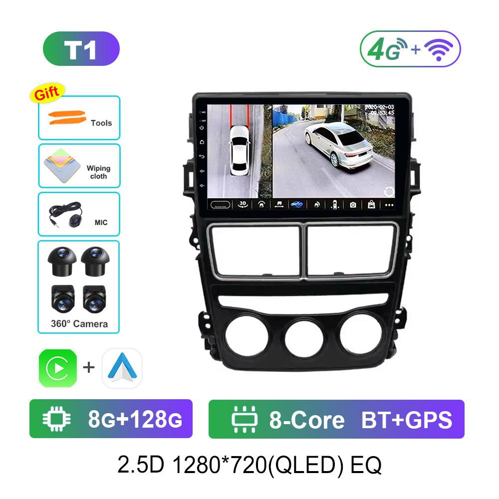 Car Radio Multimedia Player Android 14 Intelligent System for Toyota Vios Yaris 2018 - 2020 GPS 4G WiFi Bluetooth Split Screen