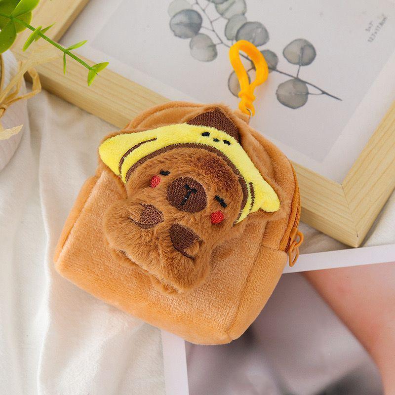 Cartoon Kapybara Coin Purse High Quality Small Gift Keychain Charm Plush Headphone Bag Charm