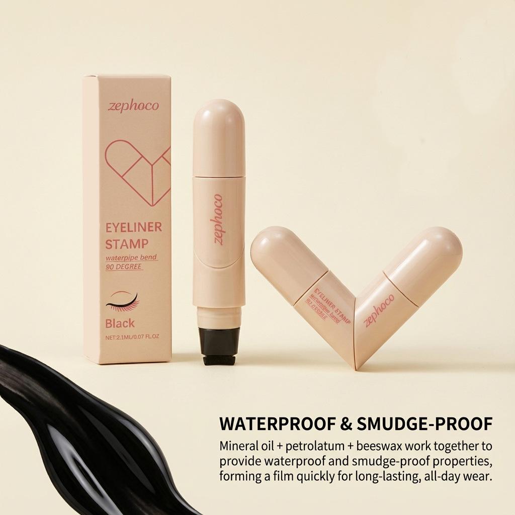 Zephoco Double-Ended Black Liquid Eyeliner Stamp: Smooth, Flawless, Versatile Pigmented Eye Makeup.