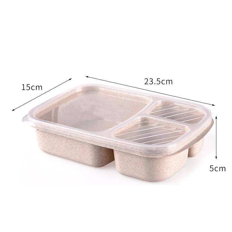 Portable Lunch Box Wheat Straw Dinnerware Food Fruit Storage Container Children Kids School Office Microwave Bento Box Lunch Bag