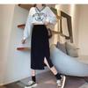 2024 Autumn/Winter Women's High-Waist Slimming Corduroy Midi A-Line Skirt - Korean Style
