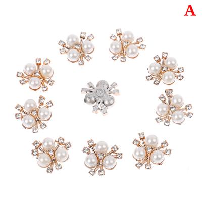 10Pcs Pearl Flower  Buttons Sparkling  Hairpins Diy Crafts