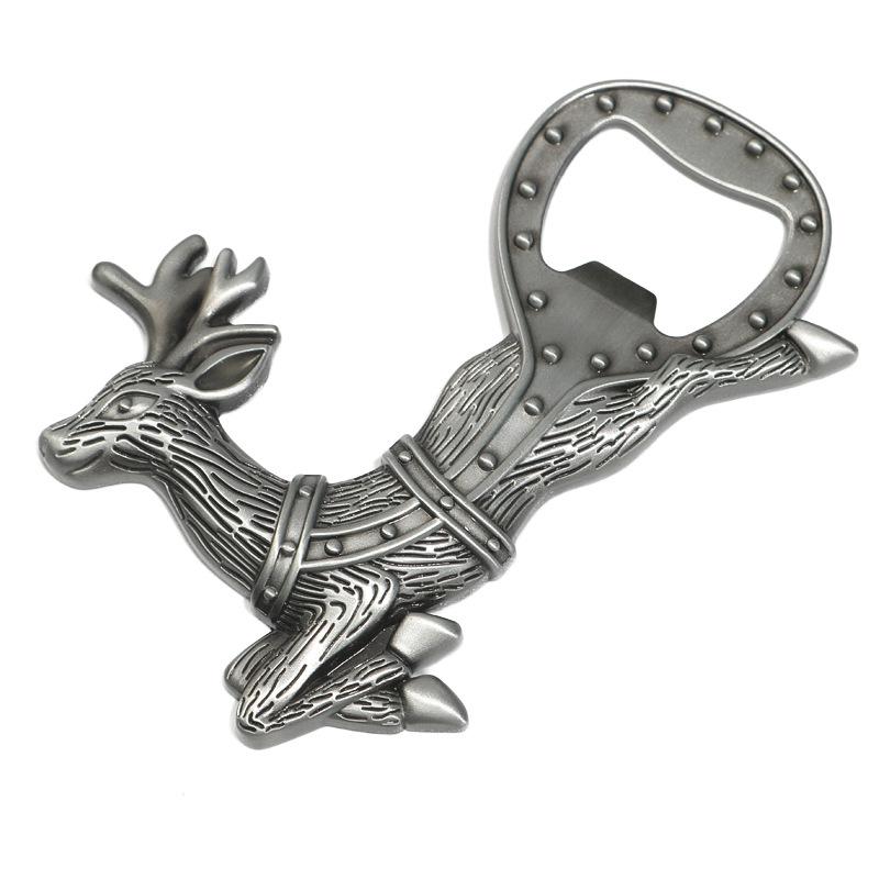 Metal Elk Bottle Opener Refrigerator Sticker Antique Zinc Alloy Animal Beer Bottle Opener
