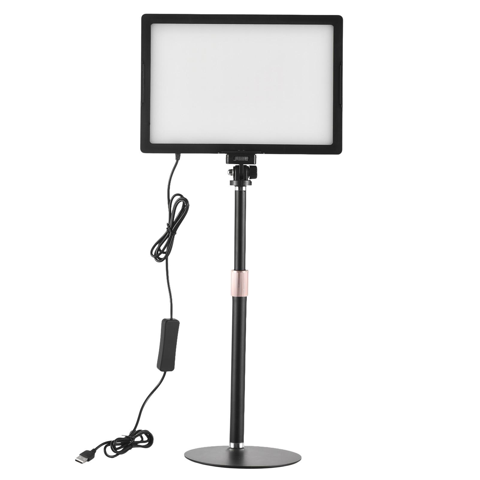 

Desktop LED Video Light 15W LED Fill Light Panel with Metal Light Stand Conference Lighting 3000K 6500K Dimmable USB чёрный
