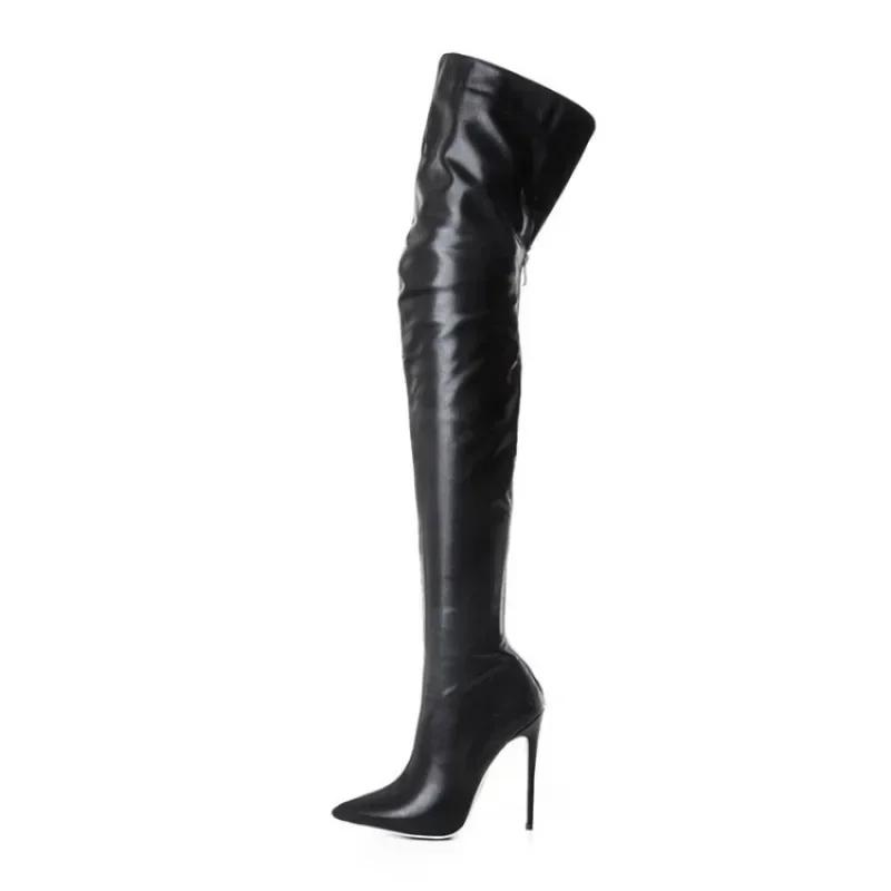 2025 New Slim High Heels, Ultra High Heels, Nightclub Party High Heels, Women's Slim Fit Elastic Knee High Boots, Shoes 43