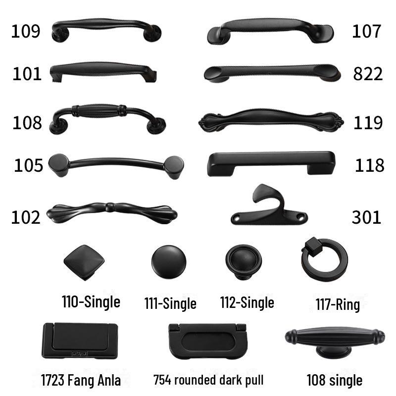 Black Aluminum Alloy European-Style Drawer & Cabinet Handle