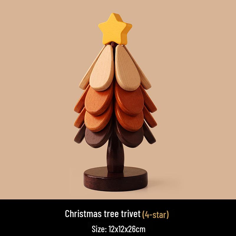 Luxury Christmas Tree Wood Insulated Pot Pad & Coaster Set