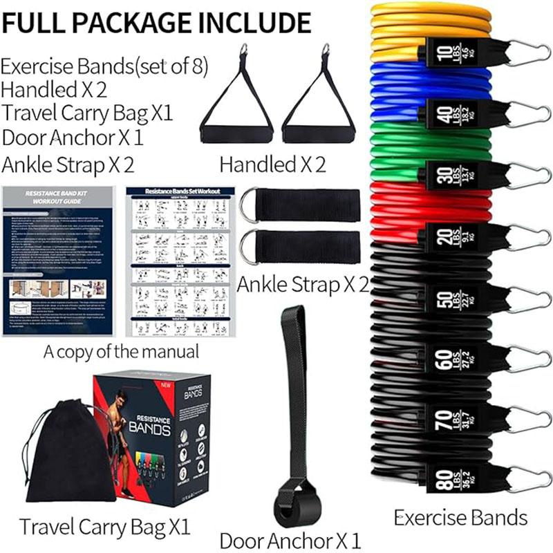 360 Lb Bodybuilding Stretch Bands Removable Fitness Bar Pilates Bar Kit with Resistance Bands Kit Home Gym Workout Equipment