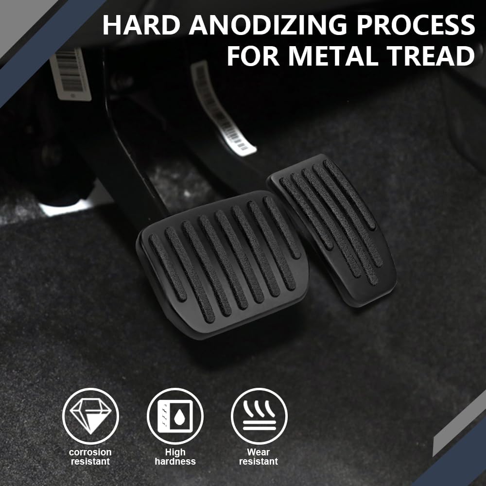ASUBHA Foot Pedal Pads Set, Car Pedal Covers, Auto Aluminum Pedal Covers, Non-Slip Performance Aluminum Car Accessories Brake & Accelerator Pedal